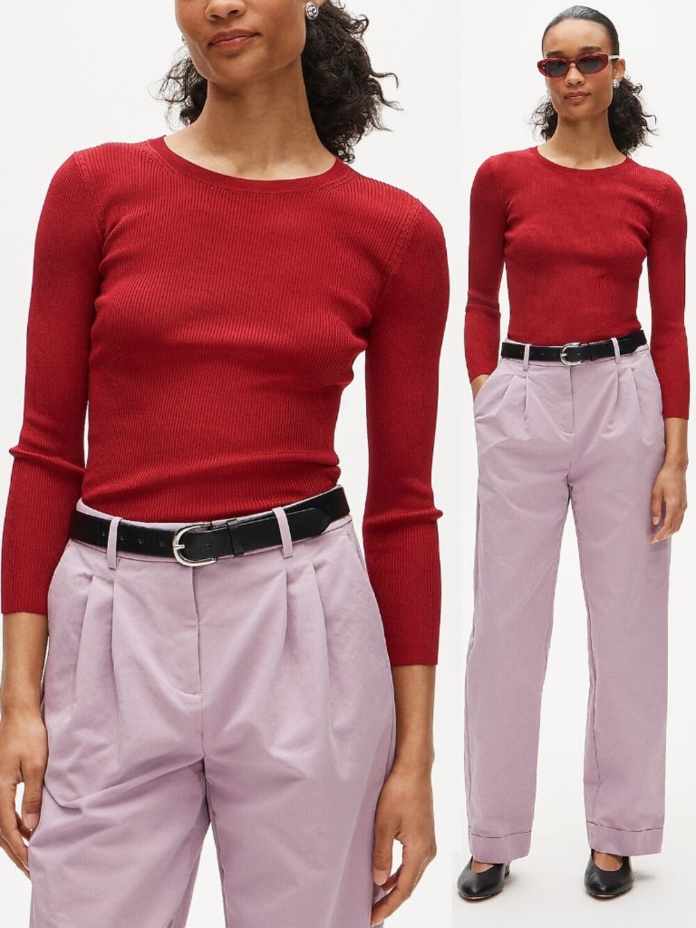 NEW J. Crew Elbow Sleeve Sweater Autumn Berry Red XS Rib Knit Viscose Stretch